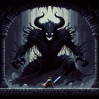 Pixelated dungeon boss